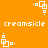 Pixelated orange background with white text and geometric shapes in a pattern