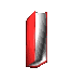 Red book-shaped object rotates through multiple angles against gray background, showing spine and cover details.