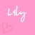 Pink background with repeated white cursive text 'Lily' and orange heart outlines in a pattern