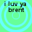 Four identical circular icons with cyan concentric rings on a green background, each containing black text reading "i luv ya brent" in two lines.