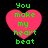 Four identical pixelated pink hearts with green text "You make my heart beat" on black background