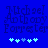 Blue background with pixelated text reading "Michael Anthony Forrester" and five light blue plus signs below, two of which change position between frames.
