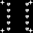 Animated sequence of white heart and plus symbols on black background, hearts remain static while plus signs move across frame in scattered patterns.