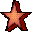 Five pixelated star icons arranged in two on a gray background, each with distinct color gradients and dark brown outlines