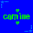 Blue background with green text 'camille' repeated six times, surrounded by small heart and star symbols.