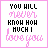 identical pixel art icons with pink and black text on white background, each displaying 'YOU WILL KNOW HIM MUCH I LOVE YOU' in stylized fonts