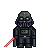 Pixel art of a dark armored figure with a red lightsaber, standing against a gray background.