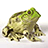 Pixelated frog image with green background and text overlays reading 'this is a bullfrog', 'he goes ribit', and 'he also says bull !@#$'.