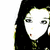 Animated sequence of a stylized female character with long dark hair, white face, and brown lips in three distinct poses against plain backgrounds.