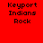 Red background with black text 'Keyport Indians Rock' arranged in three , displayed across multiple with white rectangular overlays on some