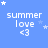 Blue background with white text 'summer love <3' and scattered star shapes in various positions across the frame.