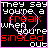 A 48x48 pixel animated buddy icon featuring a black background with white text, red highlighted words, and a pink heart outline that changes between frames.