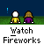 Animated contact sheet of a pixel art buddy icon showing two stick figures watching fireworks, with sequential frames depicting firework explosions and changing background elements.
