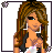 A 4x3 contact sheet of pixel art frames showing a cartoon woman with long brown hair, black top, white pants, and pink accents in various poses alongside "get tipsy" text variants.