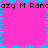 A static image with a bright pink background, blue and purple pixelated border, and repeated black text reading "azy M Roncezy M Ron" across the top and bottom.