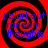 Four identical red and black spiral patterns with blue text reading 'i blurt out random thoughts' overlaid on each spiral.