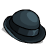 A contact sheet of three distinct pixel-art hats displayed in a 2x2 grid with one empty cell, each rendered as static single-frame icons on transparent backgrounds.