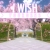 Pixelated landscape with pink cherry blossoms, green trees, and a light-colored path under blue sky.