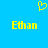 Yellow pixelated heart symbol above two yellow 'Ethan' text blocks on solid blue background.