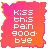 pink-to-orange gradient icons with white text reading 'kiss this pain good bye' and small white heart symbols in various positions