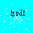 A static image with a bright cyan background and scattered white pixel fragments, displaying the text 'sad!' in dark blue on five separate instances.