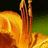 A pixelated orange background with yellow text and a partial image of a character with long brown hair and a yellow outfit on the left side.