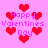 Pixelated pink background with red heart shapes and 'Happy Valentines Day' text in purple pixel font, arranged in a repeating pattern.