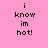 Four display the text 'i know im hot!' in pixelated font against varying pink and purple backgrounds