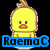Yellow pixelated chick with brown beak and eyes, wearing colored text banners reading 'RaemaC' in blue, green, and pink across its body.