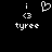Pixelated white text and symbols on black background: lowercase 'i', heart symbol, '<3' emoticon, and 'tyree' in blocky font.