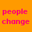 Orange background with pixelated text in pink, black, and blue reading 'people change promises are broken just take a breath.'