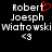 Pixelated text displays 'Robert', 'Joesph', 'Wiatowski', and '<3' with a red heart replacing the 'f' in 'Robert' on the left side of a black background.