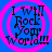Blue background with pink concentric circles and black text reading "I Will Rock Your World!!!" in four identical quadrants.