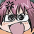 Pixelated anime-style icon of a character with pink hair and large eyes, wearing white clothing against a light purple background.