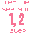 Animated contact sheet of 23 frames showing pink text repeating 'Let me see you' and '1,2 step' with varying line styles on a white background.