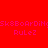 Pixelated text 'SK8BOARDING RULEZ' in pink on red and black background split into four quadrants.