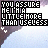 Pixelated text in white block letters on black background with light blue and purple gradient backdrop, featuring four lines of stylized phrase.