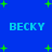 Blue background with green plus signs and repeated light blue text 'BECKY' in four positions.