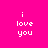 Four identical pixelated 'i love you' text icons arranged in a on bright pink background with light pink rectangular overlays