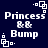 Pixelated white text on dark blue background with four identical static frames showing 'Princess & & Bump' and corner square-dot patterns.