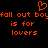 Red pixelated text on black background with heart symbol above, repeating 'fall out boy is for lovers' in two