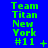 Green text on blue background displays "Team Titan New York #11" with varying symbols next to the number