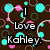 Four distinct pixel art buddy icons display text: "I Love Kahley.", "I Love Lacie.", and "I Love Ashlyn." with a fourth partially visible.