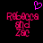 Pixelated pink text 'Rebecca' and 'end 200' on black background with a small purple heart above the left side.