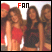 Group of people in red and black outfits with 'FAN' text above, showing subtle pixel changes across frames.