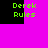 Bright magenta background with four identical pixelated text blocks reading "Derek Rules" in green, arranged in a pattern