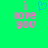 Green background with pink text 'I love you' and a blue heart symbol, where the heart is present on the left side but absent on the right side.