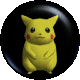 Yellow cartoon character with red cheek spots in black circular and oval frames, showing varied poses including full-body front view, side profile, and partial views.