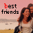 Animated contact sheet of 9 frames showing a static image with changing text color on "best friends" over two people embracing at a beach, each frame displaying the phrase in different colors.