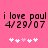 Pink background with black text reading "i love paul 4/29/07" and five white/pink pixelated hearts below, showing animation where heart colors shift from white to pink.